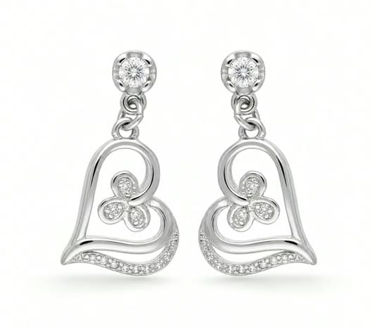 Twinkling Heart Silver Earrings