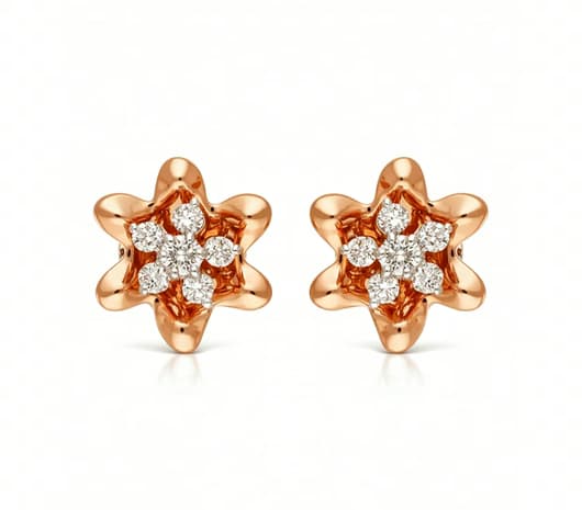 Floral Star Glow 18 kt Diamond Earrings