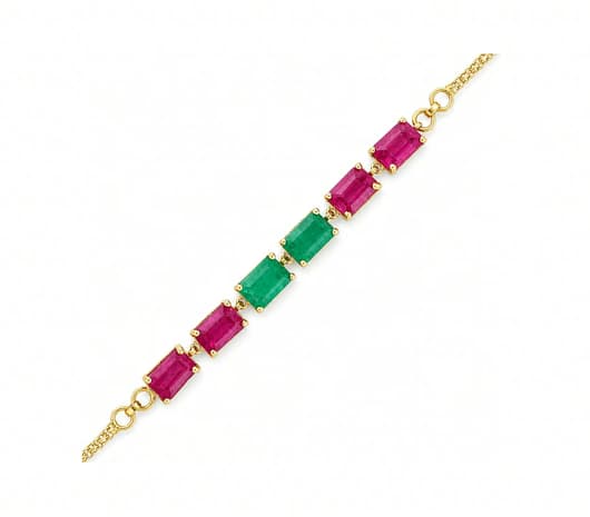 Emerald Ruby Fusion 22 KT Precious Stone Bracelet