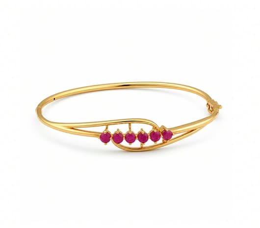 Ruby Wave Radiance 22 KT Precious Stone Bangle Bracelet