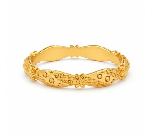 Floral Twist Elegance 22 KT Gold Bangle