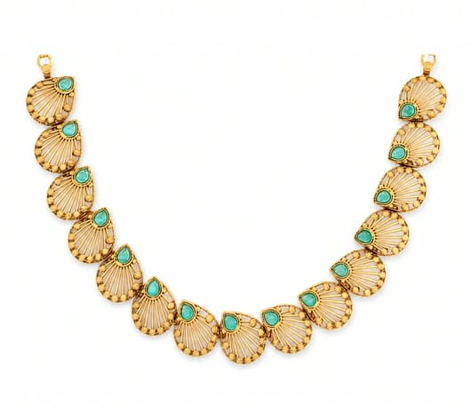 Celestial Aqua Bloom 22 KT Gold Necklace
