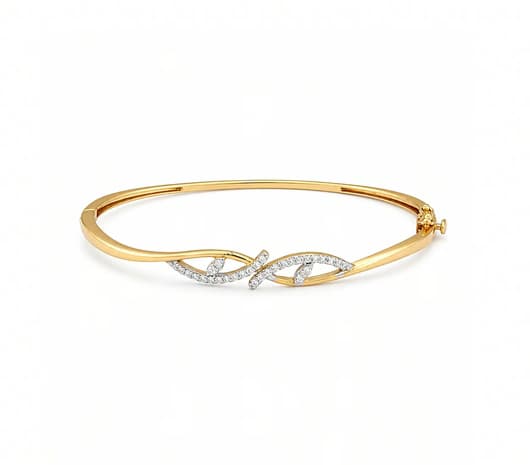 Infinity Leaf 18KT Diamond Bangle Bracelet