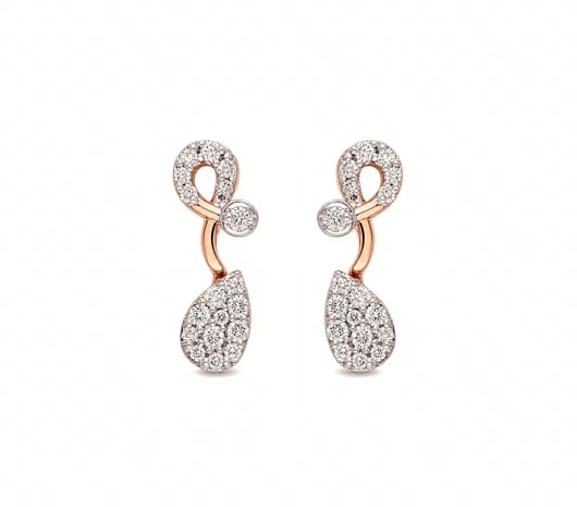 Twisted Teardrop 14 KT Diamond Earrings