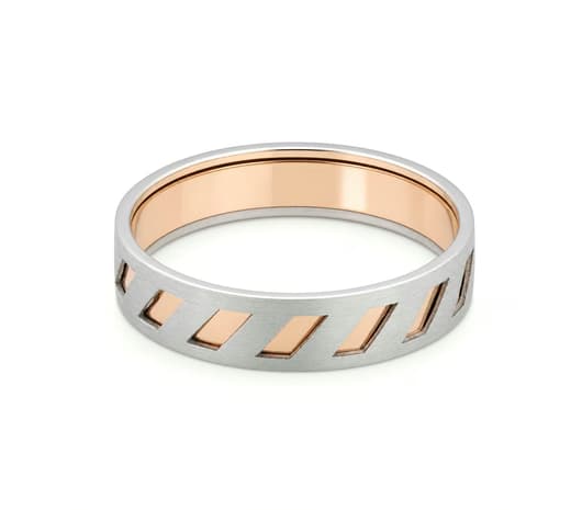 Modern Dual-Tone Groove Platinum Ring