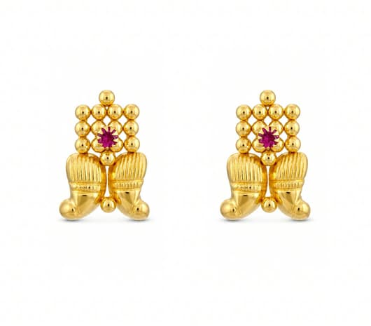 Floral Curve 22KT Gold Earrings