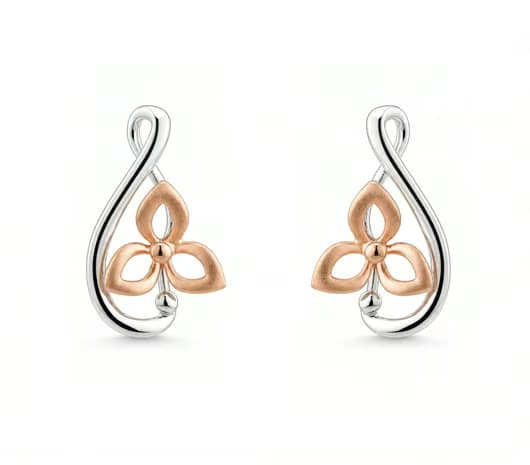 Floral Infinity Dual-Tone Platinum Earrings