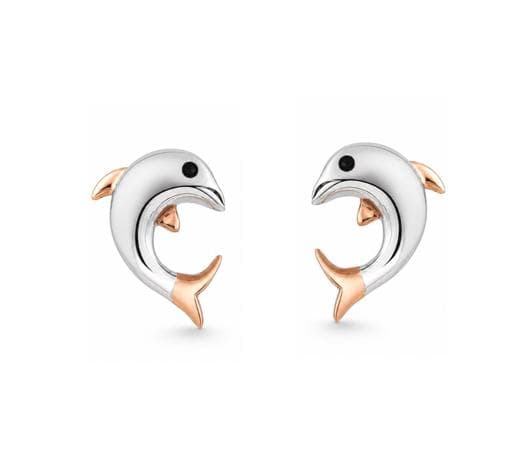 Dolphin Charm Platinum Earrings