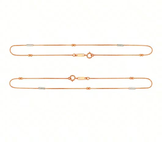 Dainty Dual-Tone Charm 18 KT Rose Gold Anklet