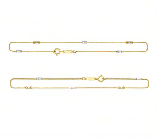 Twin Beadline 18 KT Gold Anklet