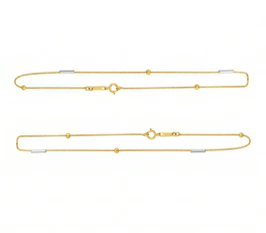 Two-Tone Linear Harmony 18 KT Gold Anklet