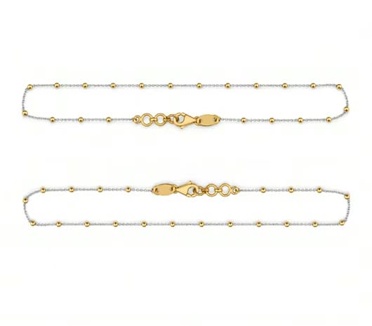 Two-Tone Golden Grace 22 KT Gold Anklet