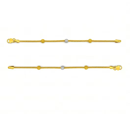 Trinity Bead Glow 22 KT Kids Gold Anklet