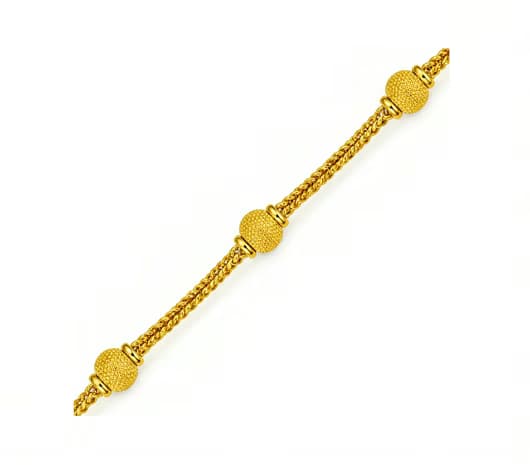 Classic Bead Chain 22 KT Kids Gold Bracelet