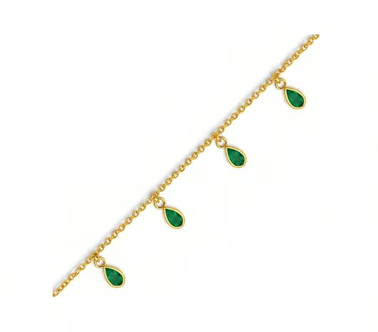 Green Teardrop Radiance 22 KT Gold Bracelet