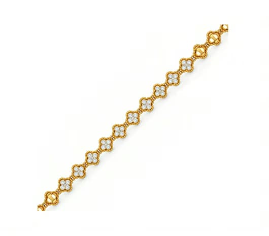 Classic Floral Link 22 KT Gold Bracelet