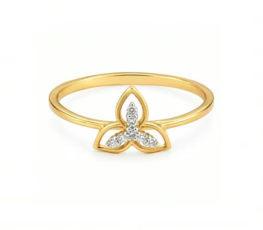 Triple Bloom Charm 14 KT Diamond Ring