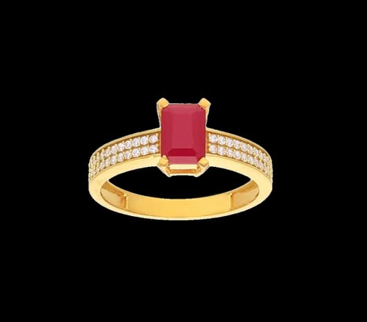 Classy Pink stone Mens Gold Ring