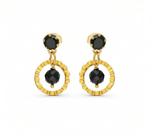 Black Glimpse Kids Gold Earrings