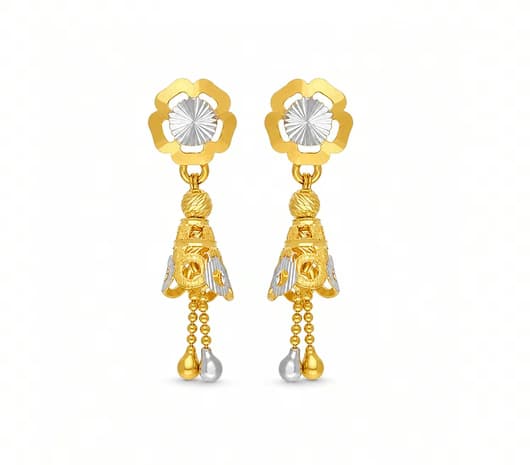 Floral Shine Buds Gold Earrings