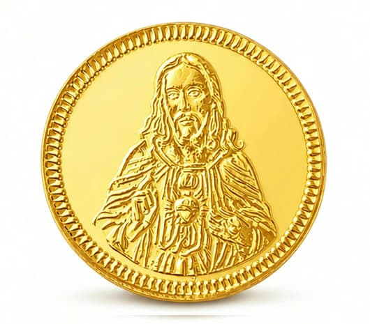 22 KT Jesus Christ & Cross Gold Coin 4 Gm Jos Alukkas