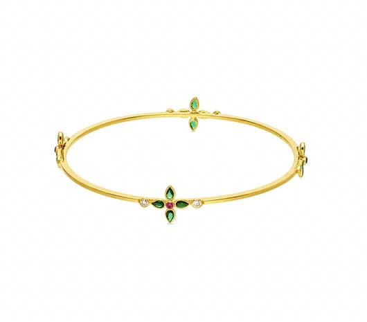 Emarald bloom Gold Bangle