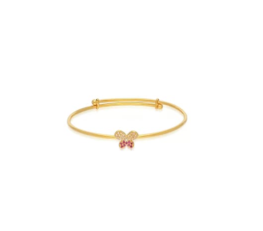 Golden Butterfly Charm Bangle Bracelet