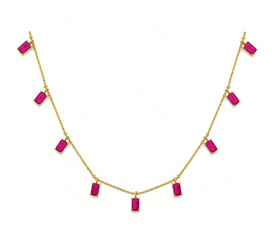 Gleaming Ruby Drop Gold Necklace