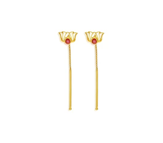 Serene Lotus Drops Gold Earrings
