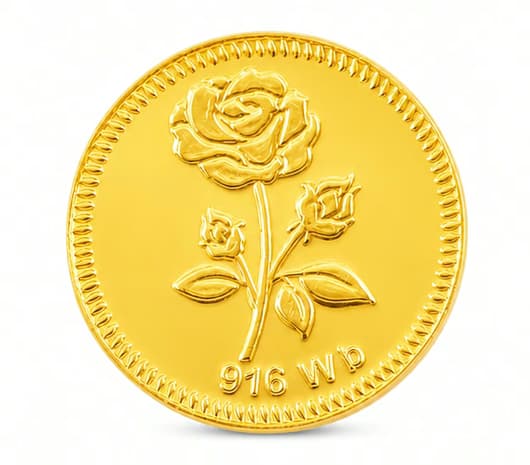 22 KT Rose flower pattern Gold Coin 4 Gm Jos Alukkas