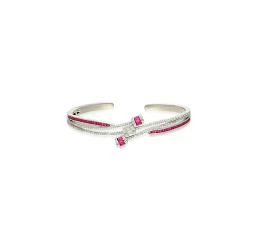 Rosy Horizon Silver Bangle Bracelet