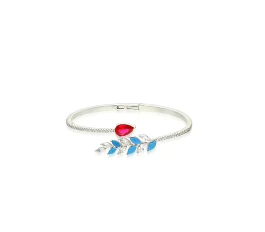 Blazing Leaf Delight Silver Bangle Bracelet