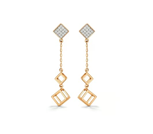 Twin Cube Chain 18 kt Rose Gold Earrings