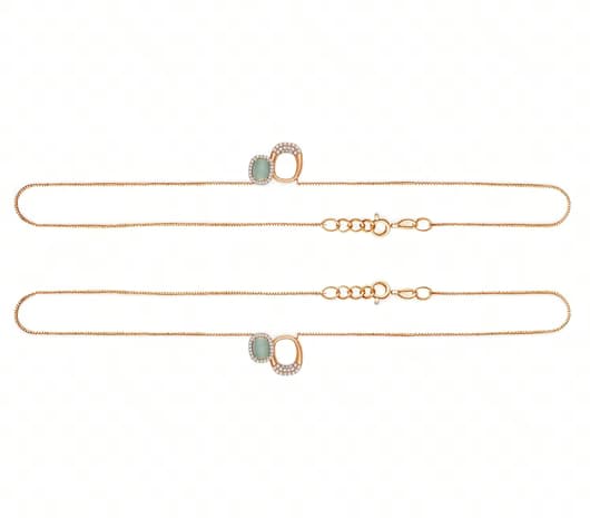 Aqua Oval 18KT light weight Gold Anklets