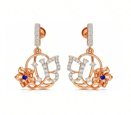 Blue Blossom Drop18 kt Diamond Earrings