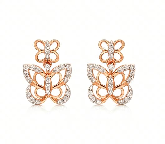 Butterfly Floral Diamond Stud Earrings