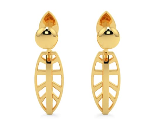 sleek leafy Gold Earrings