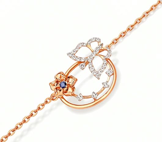 18KT Diamond Bow & Crescent Bracelet