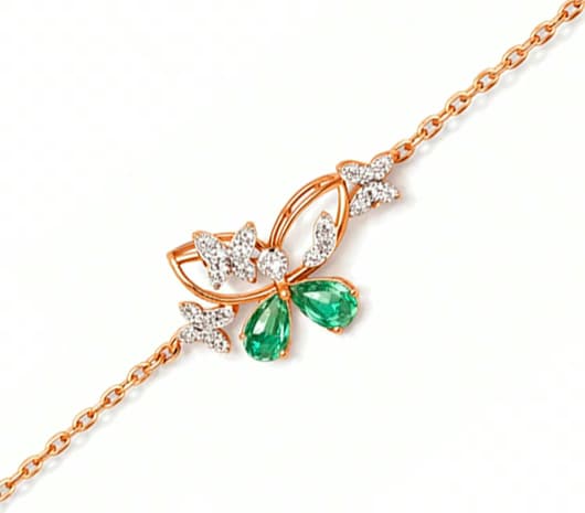 18KT Diamond Butterfly Charm Bracelet