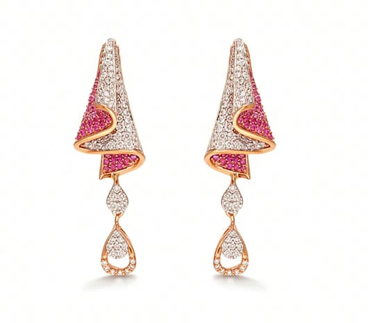 Flowing Twist 18KT Diamond Balle Earrings