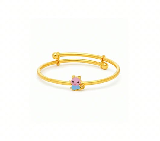 22KT Gold Cute Kitty Kids Bangle
