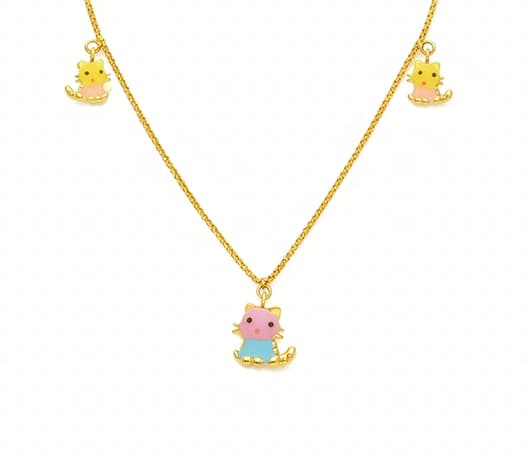 22KT Gold Cute Kitty Kids Necklace
